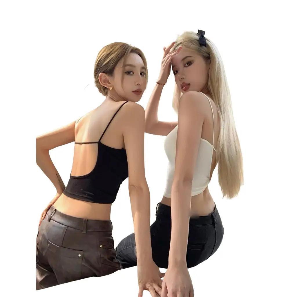 Áo bra 2 dây sợi bún CHỮ U HỞ LƯNG LỚN dáng croptop, chất liệu cotton, cogiãn vừa, ôm nhẹ, có mút đệm 1cm liền áo, không gọng, nângngực, quyếnrũ cho Nữ Women Dáng Ngắn