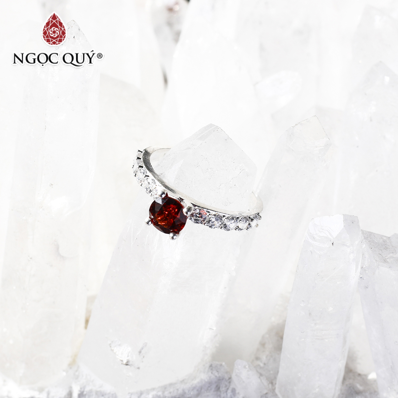 Nhẫn bạc nữ đá thiên nhiên - Ngọc Quý Gemstones - Garnet - Ni 17