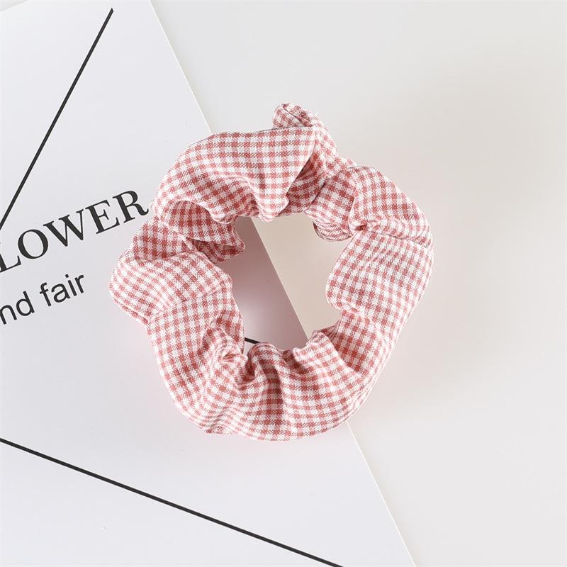 PK735 Scrunchies buộc tóc nhiều họa tiết; họa tiết tông kẻ sọc nữ tính thanh lịch
