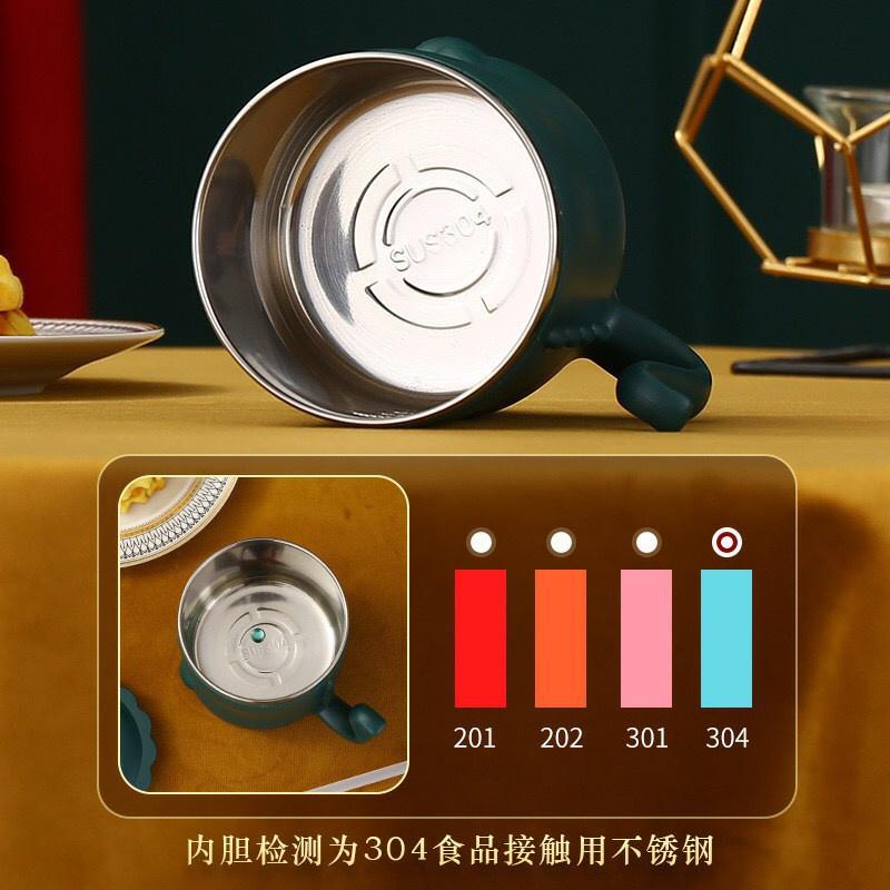 Cốc Giữ Nhiệt Inox Hình Khủng Long Siêu Đáng Yêu Tặng Kèm Ống Hút