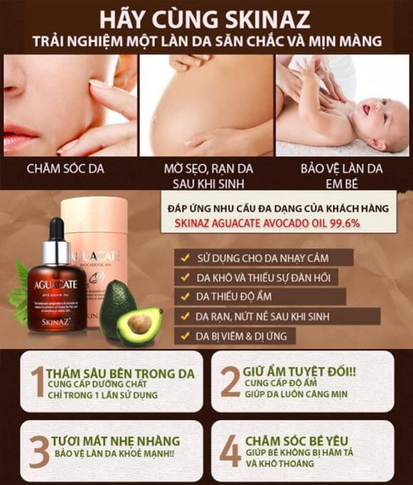 Tác dụng tinh chất bơ skinaz