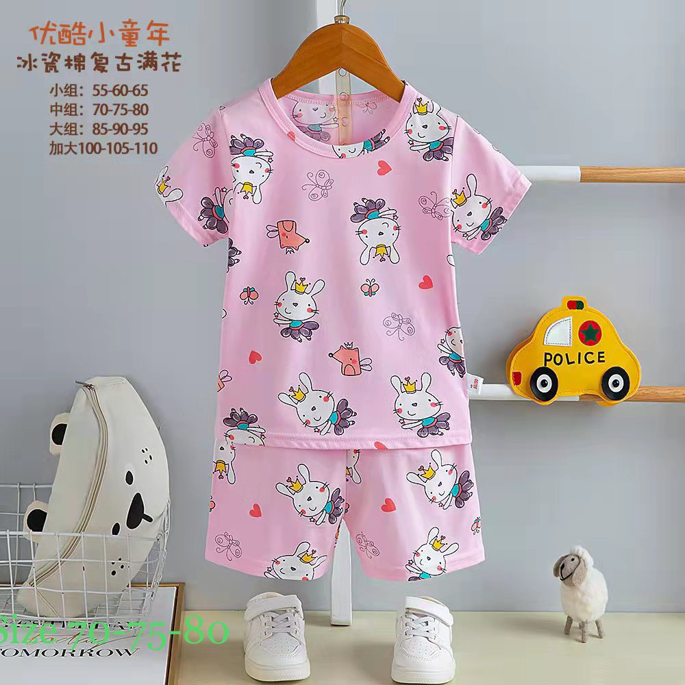 (15-36kg) Đồ bộ bé gái- Bộ thun Cotton Quảng Châu xuất Hàn cho bé trai từ 15-365kg (3-11 tuổi)