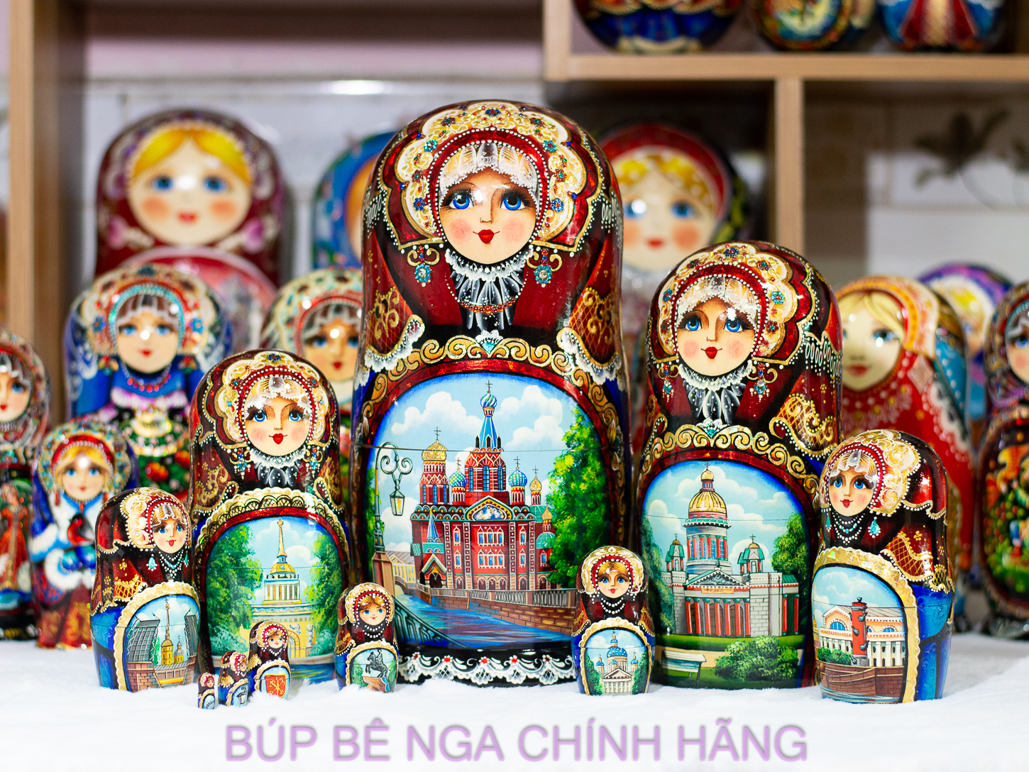 BỘ BÚP BÊ NGA CAO CẤP 10 LỚP 26CM HOA VĂN "PHONG CẢNH SAINT PETERSBURG" CỰC ĐẸP VÀ SANG TRỌNG, ĐỘC ĐÁO