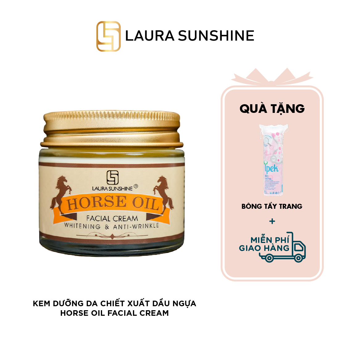 Kem dưỡng dầu ngựa phục hồi tái tạo da Hàn Quốc 70gr- Horse Oil Facial Cream - Laura Sunshine - Nhật Kim Anh