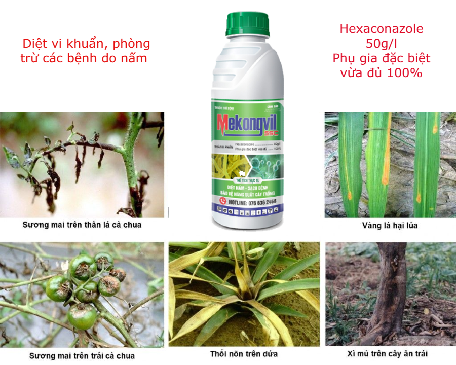 MEKONGVIL 5SC chai 1 lít - ĐÁNH BAY NẤM BỆNH, DƯỠNG CÂY, XANH LÁ