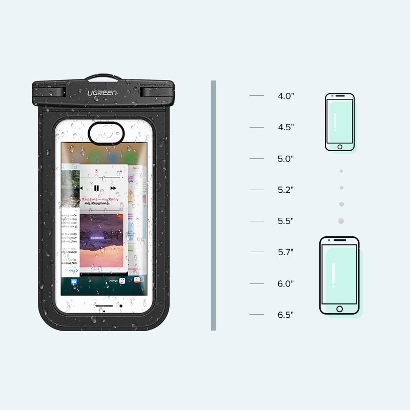 Hình ảnh Túi đựng điện thoại chống nước tiêu chuẩn IPX 8 độ sâu 10m cho màn hình từ 4 đến 6.5 inch UGREEN 60959 50919 - Hàng chính hãng