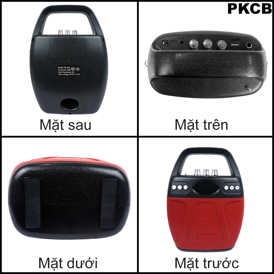 Loa Kẹo Kéo Bluetooth Nhỏ Gọn Xách Tay Âm Thanh Chuyên Nghiệp PKCB48 Đỏ - Hàng Chính Hãng