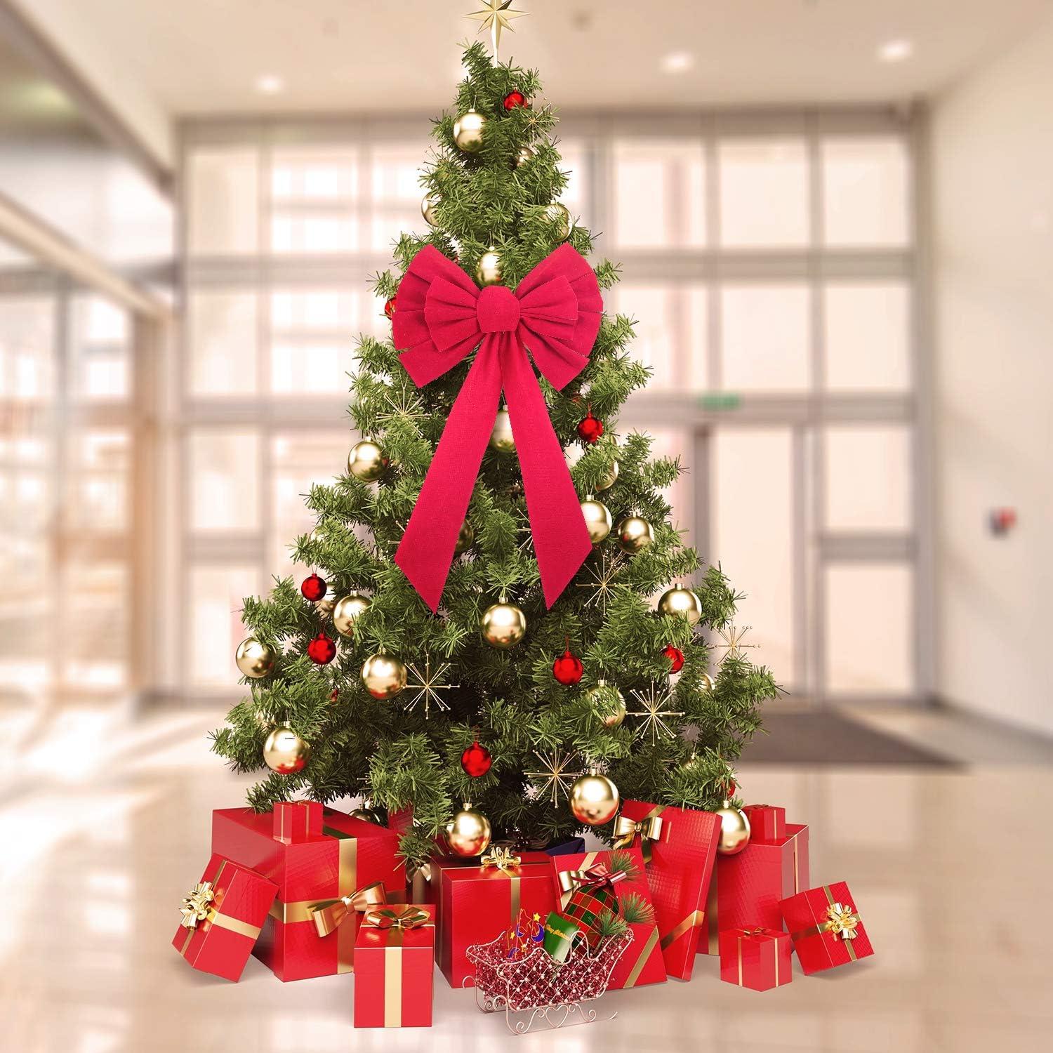 6 Cái Nơ Nhung Đỏ Lớn Nơ Giáng Sinh Ngày Lễ Giáng Sinh Treo Cung để Trang Trí Vòng Hoa Giáng Sinh hoặc Cây Topper Trang Trí Trong Nhà và Ngoài Trời