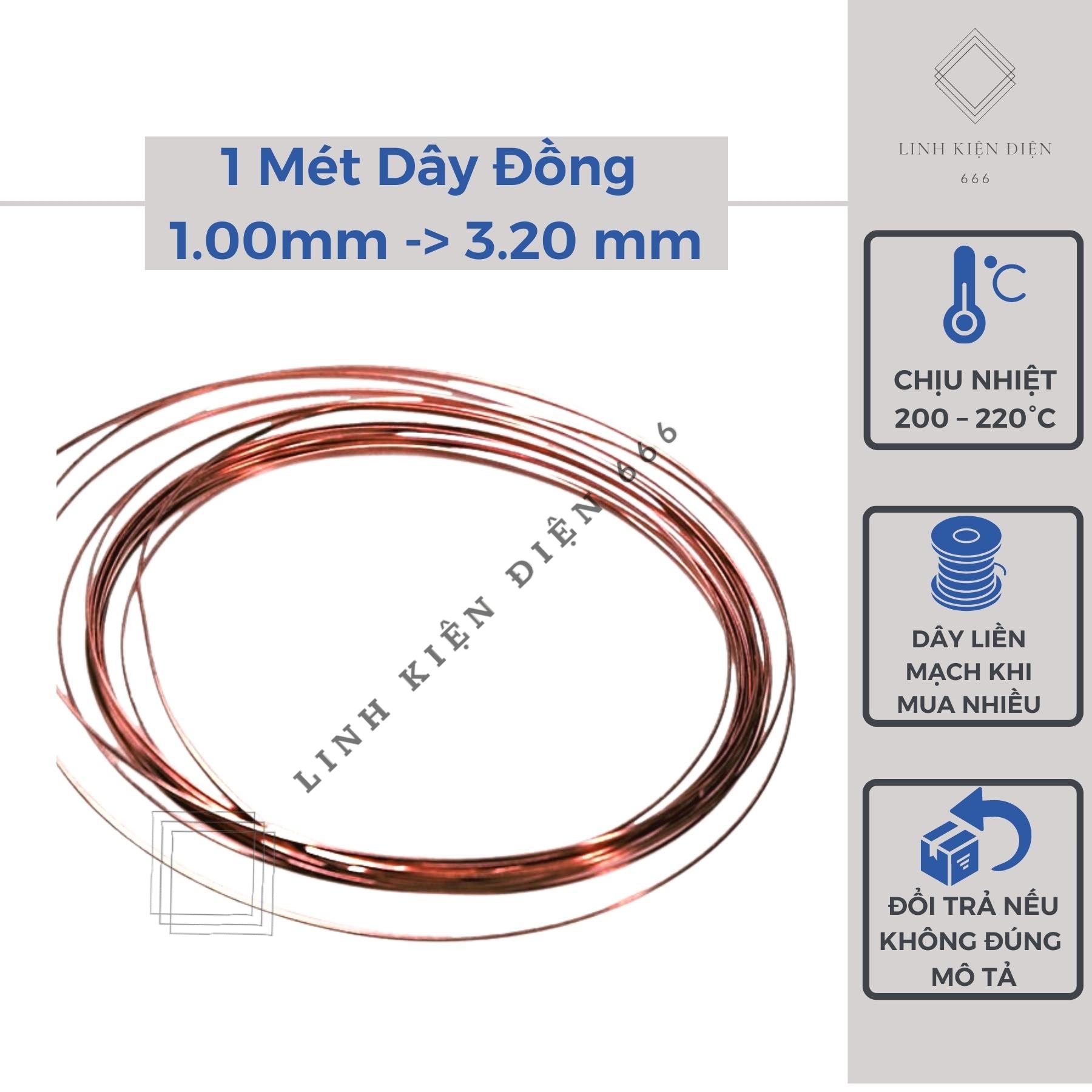 Dây Đồng Quấn Biến Áp (0.05 - 3.20mm) Cách Điện Motor Tráng Men Emay (100 Gram - 1 Mét)