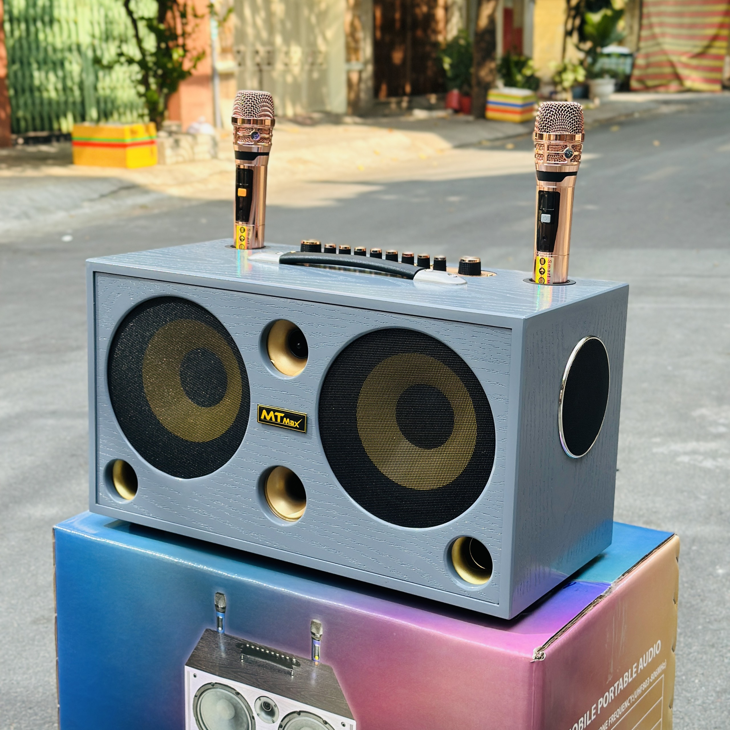 [ Tặng Kèm 2 Micro Không Dây ] Siêu Phẩm Loa Xách Tay MTMAX DK25 Pro Chính Hãng - Hệ Thống 6 Loa 3 Đường Tiếng Bass, Trung, Treble, Công Suất Khủng 400W, Âm Thanh Đa Hướng,  Bảo Hành 12 Tháng, Hàng Chính Hãng