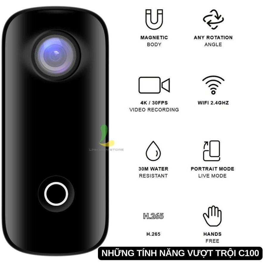 Camera hành trình SJCAM C100 - Máy quay hành động kết nối WIFI 2.4 GHZ thế hệ mới - Hàng chính hãng