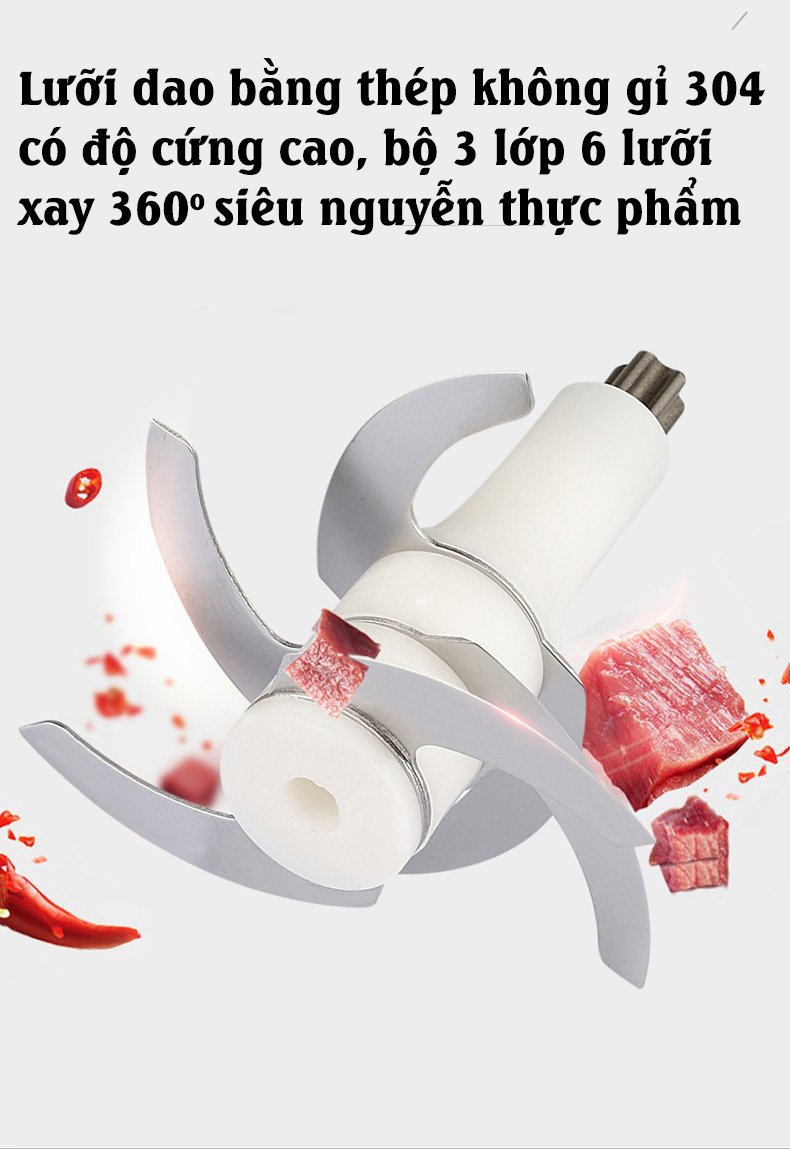 Máy Xay Đa Năng Cầm Tay Dung Tích 0,3L, 6 Lưỡi Ăn Dặm Cho Bé