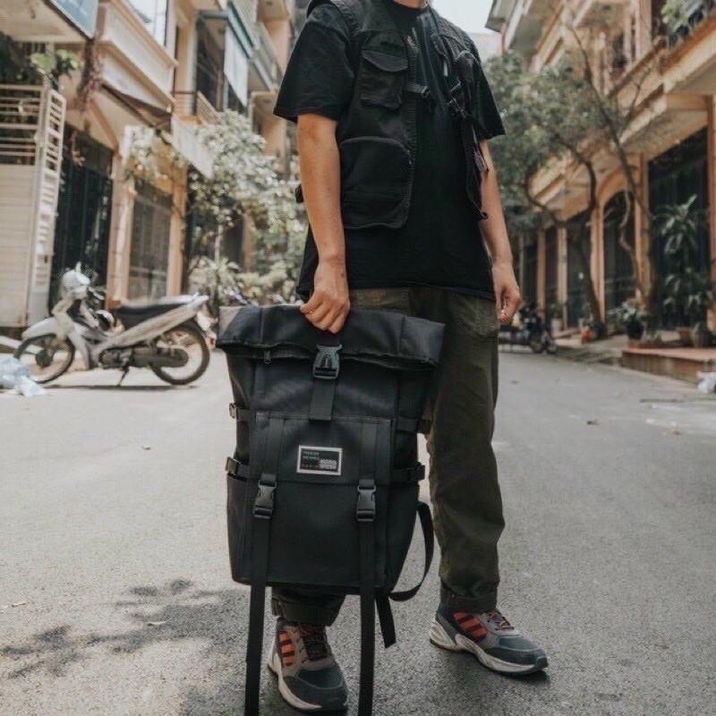 Balo thời trang nam nữ Black back chất vải Canvas chống thấm nước nắp gập kích cỡ lớn phong cách Hàn Quốc siêu đẹp AT118
