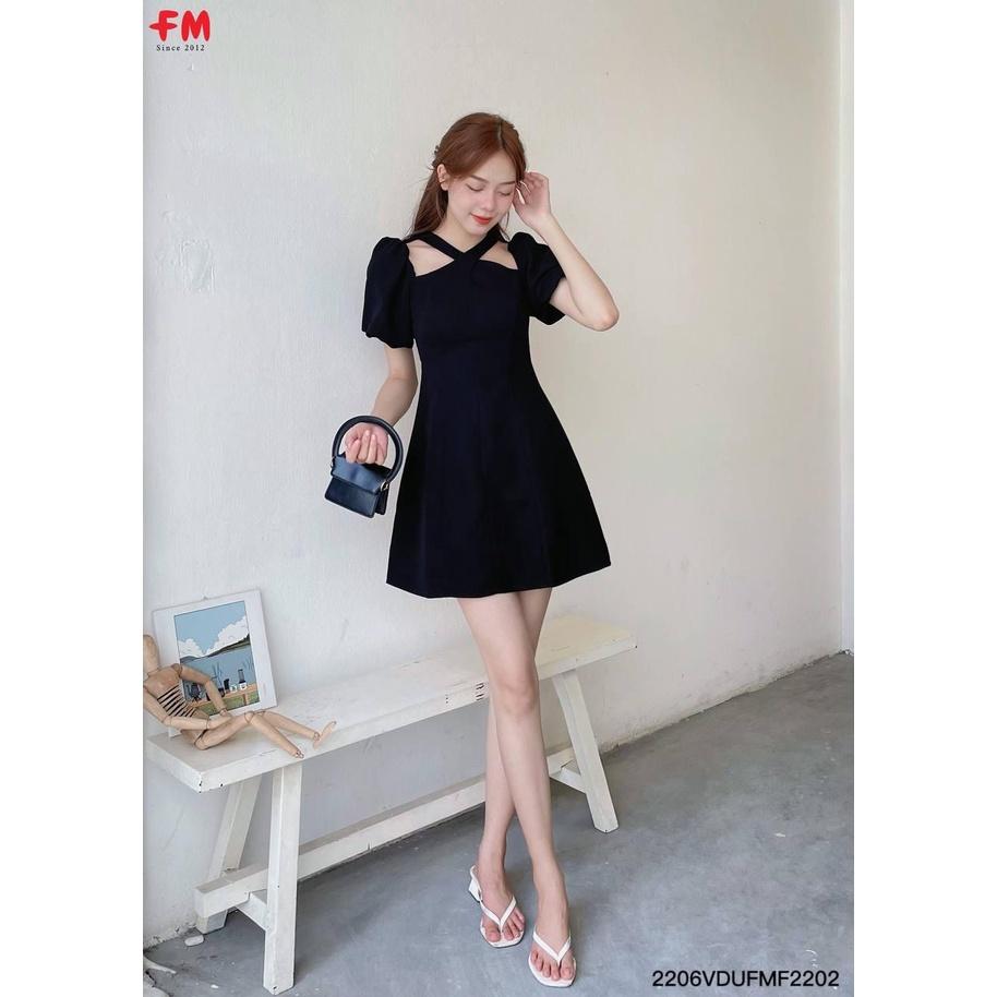 Váy nữ dáng ngắn FM Style cổ chéo cách điệu hàng xưởng thiết kế thời trang sang chảnh dự tiệc 22120576