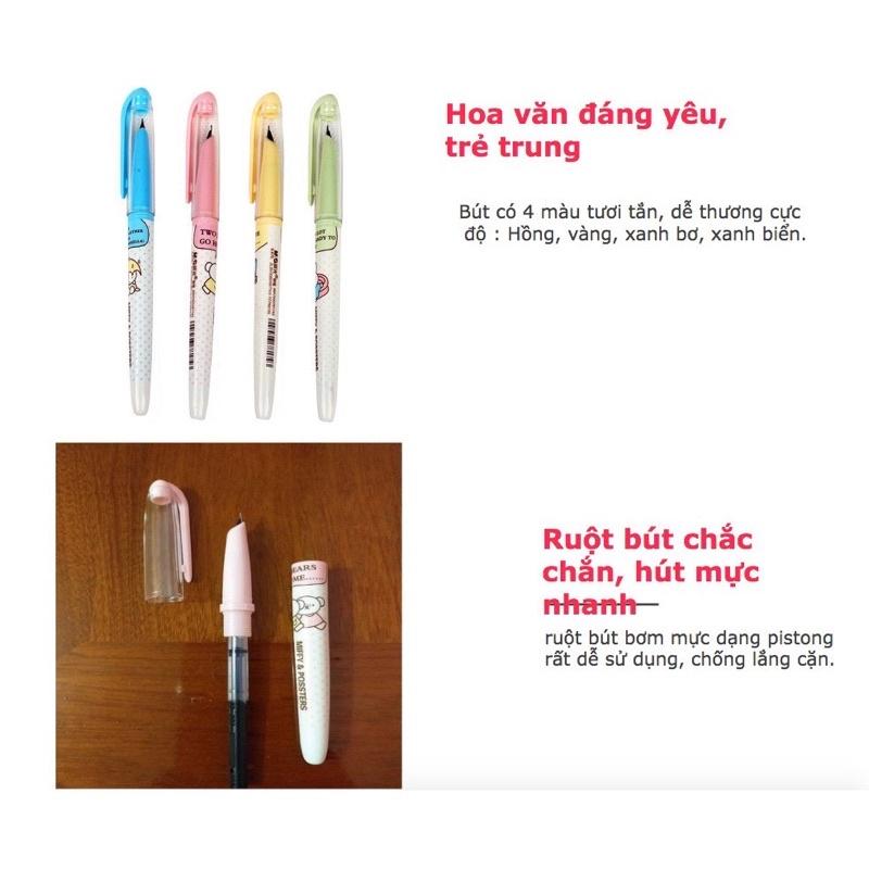 Bút máy ngòi trơn MG - butmayxanh - ngòi kim tinh 0.38mm luyện chữ đẹp