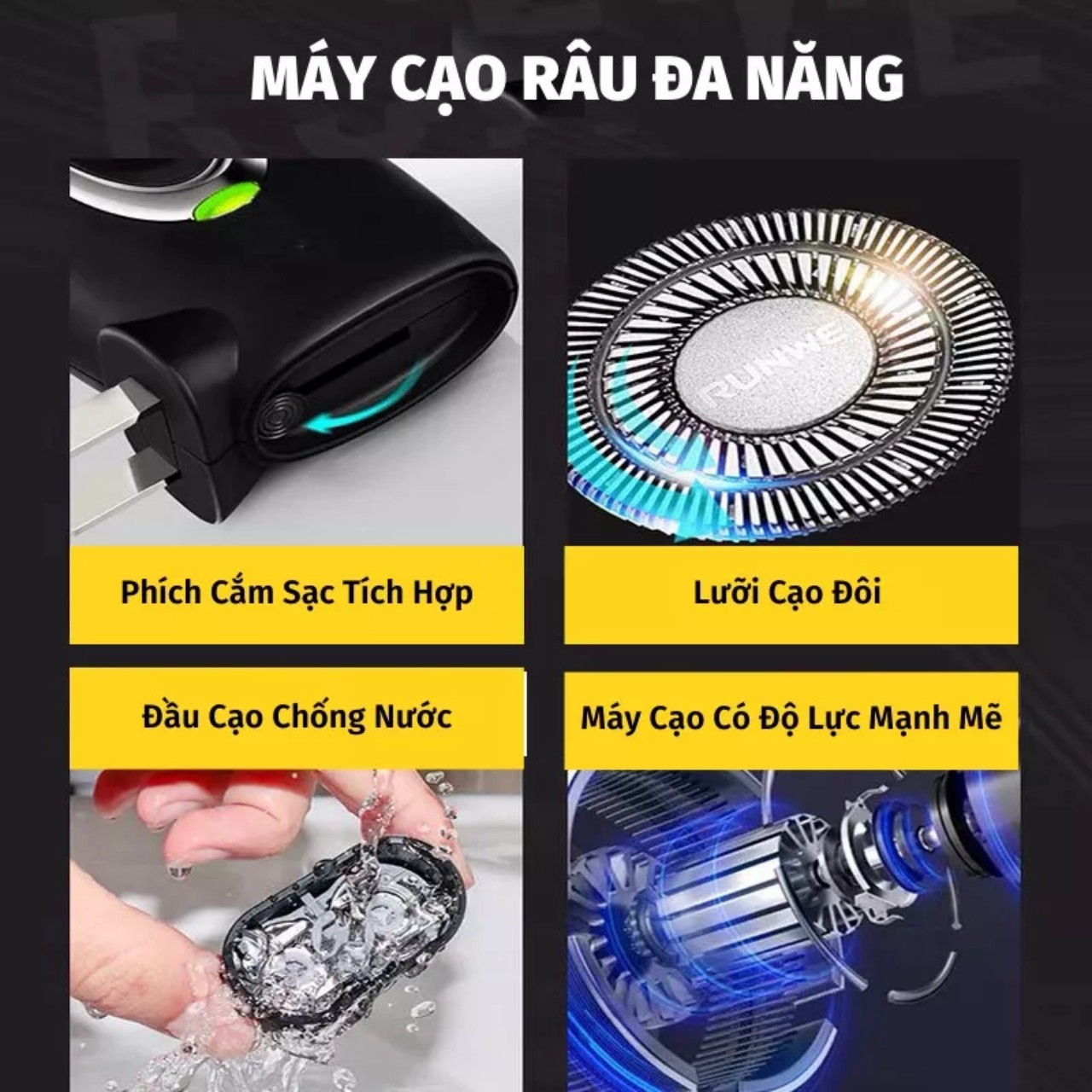 Máy cạo dâu 2 lưỡi kép cạo sạch chân râu giúp phái nam tự tin thanh lịch