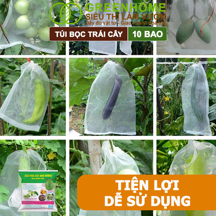 10 Túi Bọc Na Thái Greenhome, 20x25cm, Có Nút Cài, Độ Bền 3-5 Năm, Nhiều Kích thước