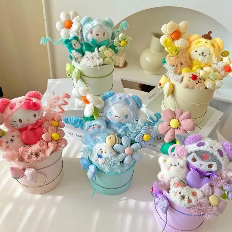 Chậu hoa gấu bông siêu cute để bàn - Bán kính 15cm - Quà tặng thú nhồi bông chậu gấu bông đáng yêu - Gấu bông êm mịn cho bé
