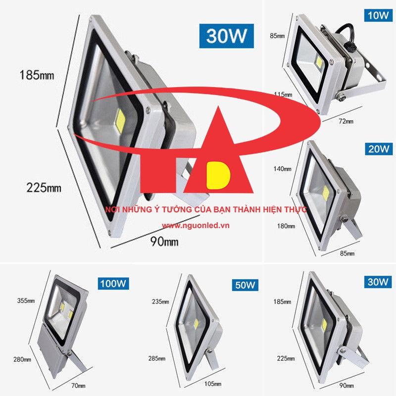 Đèn pha led 30W đủ watt, ánh sáng trắng, siêu sáng, chiếu rộng, chiếu xa, vỏ dày