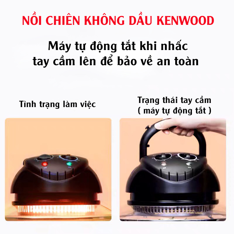 Nồi chiên không dầu Dung tích lớn 12L - Nồi Thủy Tinh, Điều khiển cơ công nghệ RAPID AIR nướng đối lưu