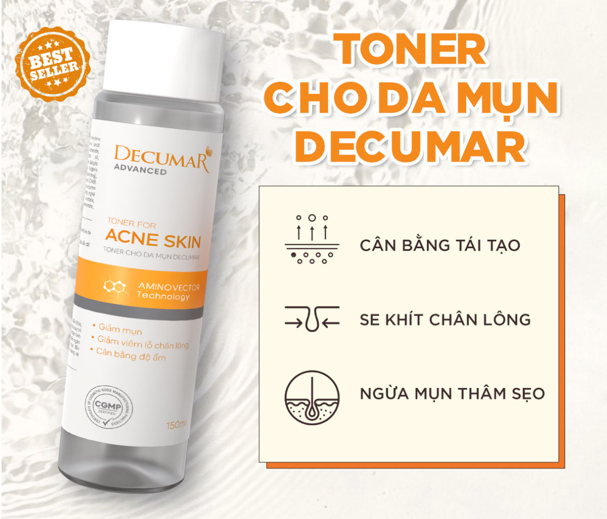 Toner Decumar Advanced 150ml cân bằng độ ẩm sạch thoáng ngừa mụn dịu mát phù hợp mọi loại da