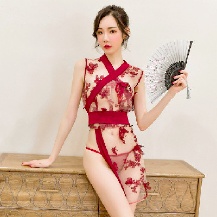 Đầm ngủ cosplay sườn xám nơ lớn sexy BT4221 - Váy ngủ - Đồ ngủ sexy