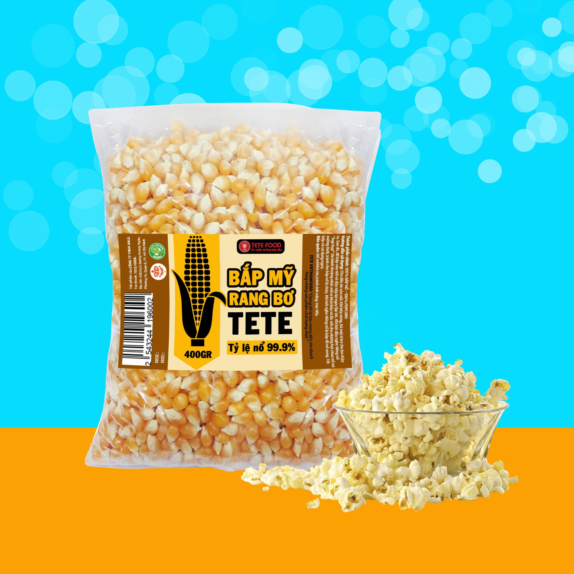 Bắp Mỹ Rang Bơ TETE Food bắp nổ rap chiếu phim 400 gram