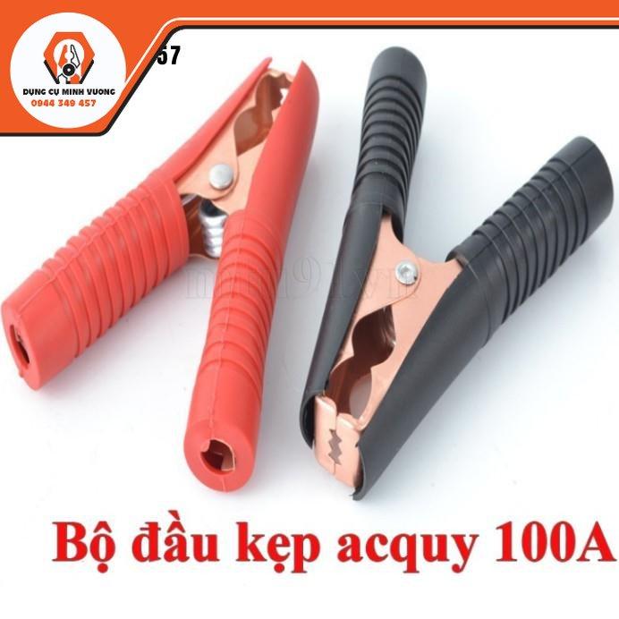 Bộ 2 Đầu Kẹp Acquy Đỏ Đen, Kẹp Cá Sấu 100A 10CM