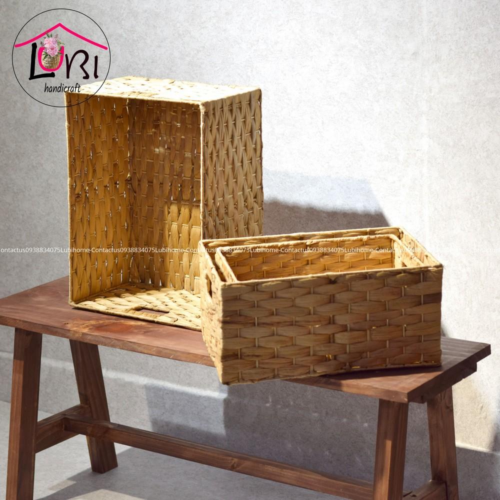 - Sọt đựng đồ lục bình hình chữ nhật đan vuốt dẹt sang trọng - LB073