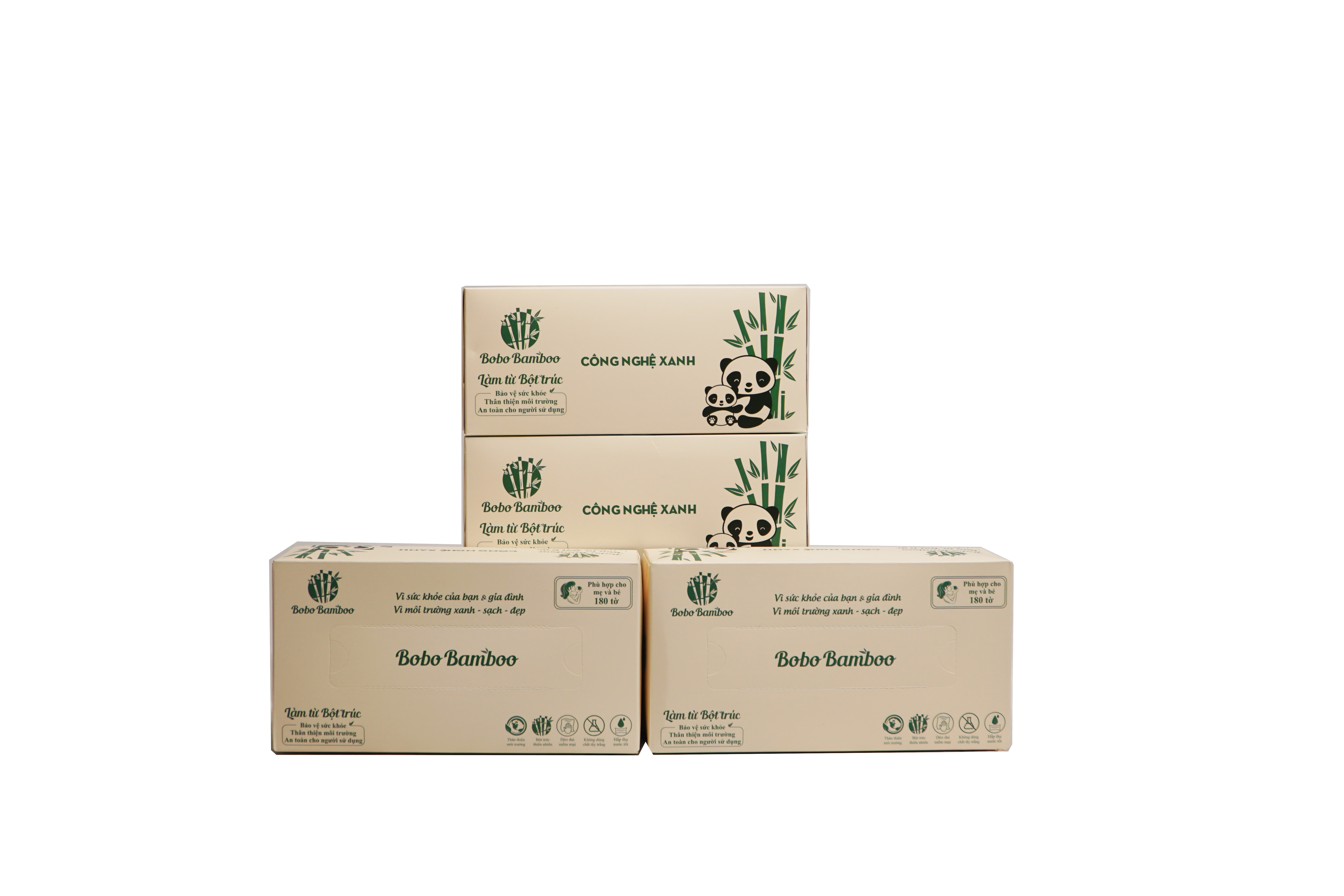 5 Hộp Giấy Gấu Trúc BOBO BAMBOO Cao Cấp 100 tờ Siêu Dai