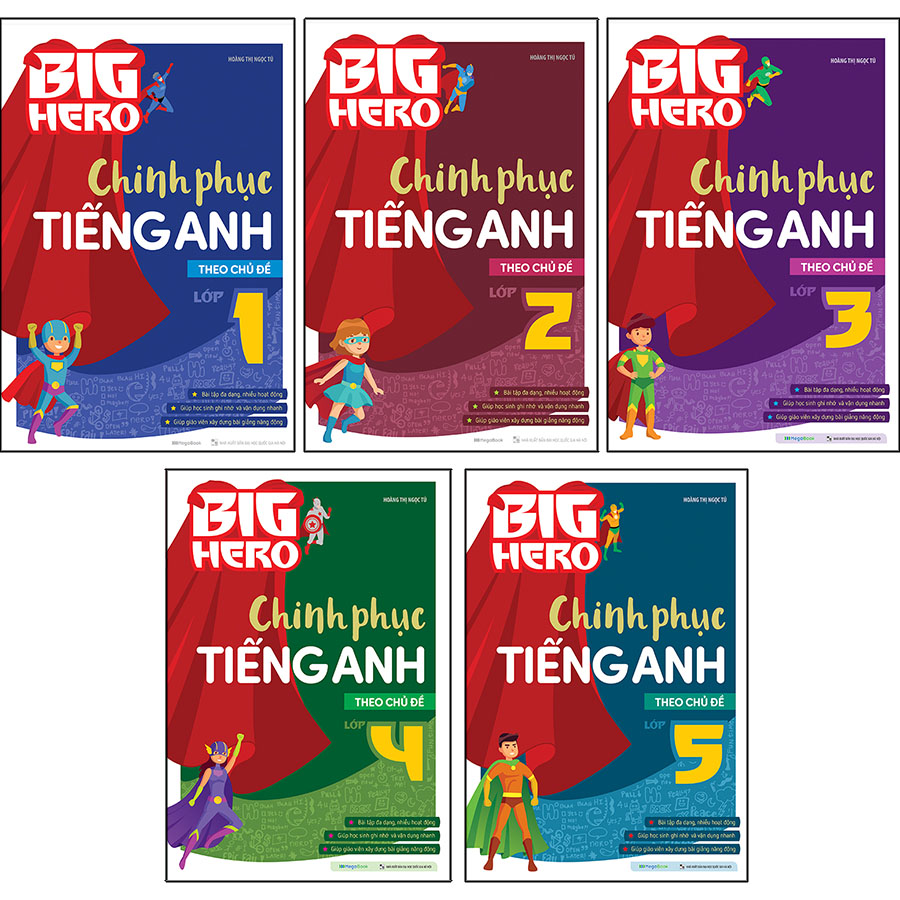 Combo Big Hero Chinh phục Tiếng Anh theo chủ đề Lớp 1-2-3-4-5 (5 Cuốn)