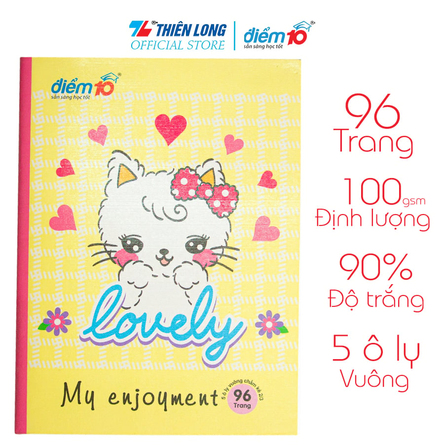 Combo 5 Tập học sinh 96 trang 5 ô ly vuông 100 gsm Điểm 10 TP-NB075 (hình ngẫu nhiên)