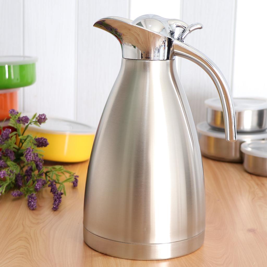 2Pcs  1 . 5L  Stainless  Vacuum  Insulated  Carafe / Coffee  Carafe  w /