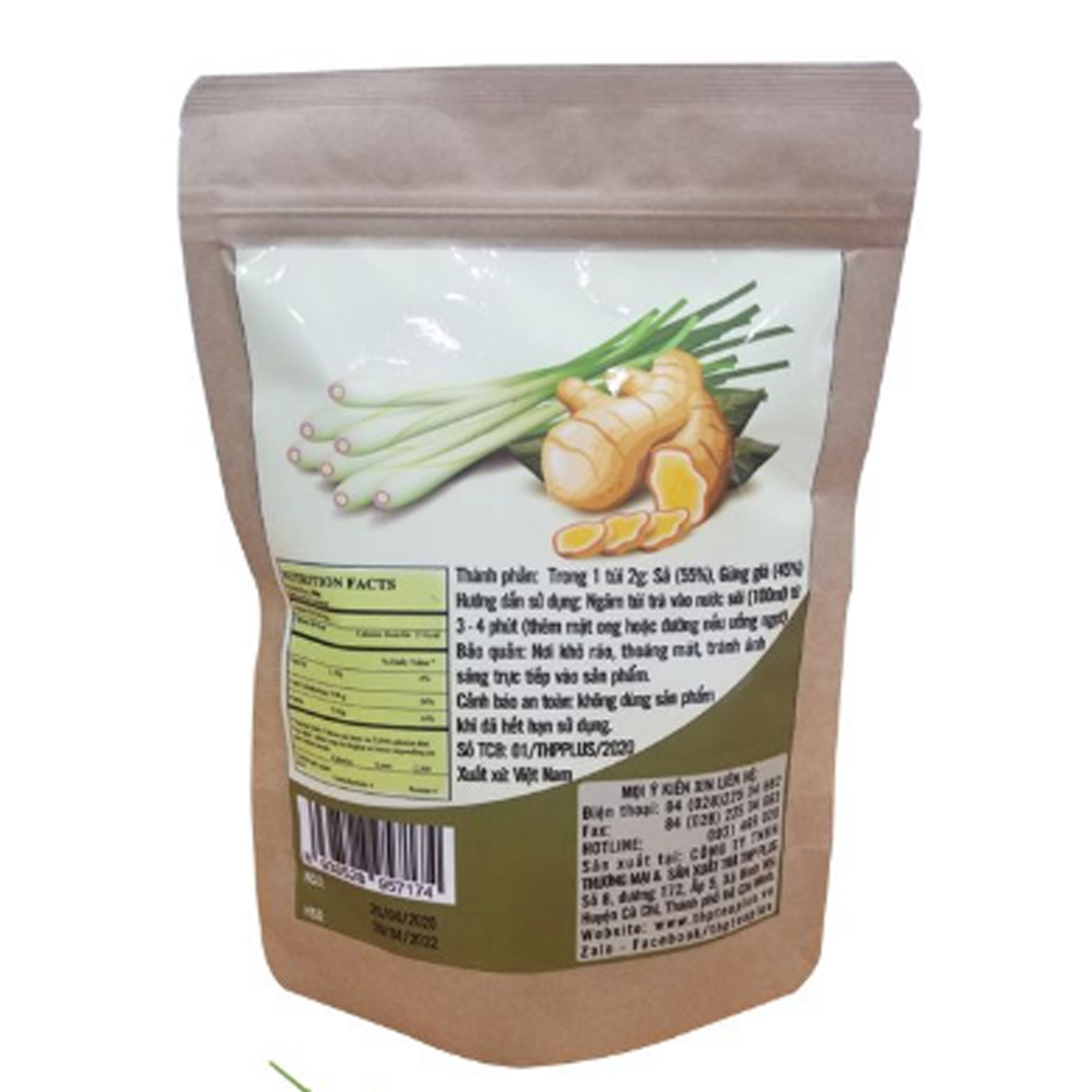 Trà Gừng Sả Túi Lọc THP Giúp Giảm Cân Hiệu Quả Túi Zip 120g