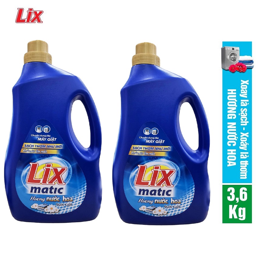 Combo 2 chai Nước giặt Lix Matic hương nước hoa 3.6Kg NGM40 - chuyên dụng cho giặt máy