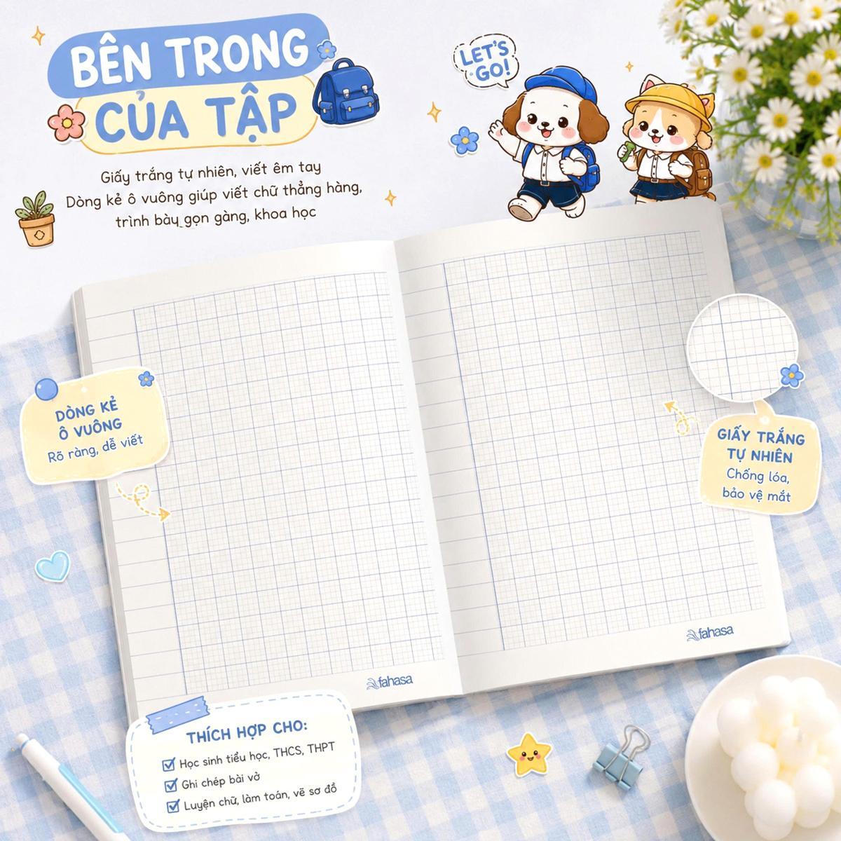 Tập Học Sinh Popomi - 4 Ô Ly Vuông - 96 Trang 100gsm - The Sun (Mẫu Bìa Giao Ngẫu Nhiên)