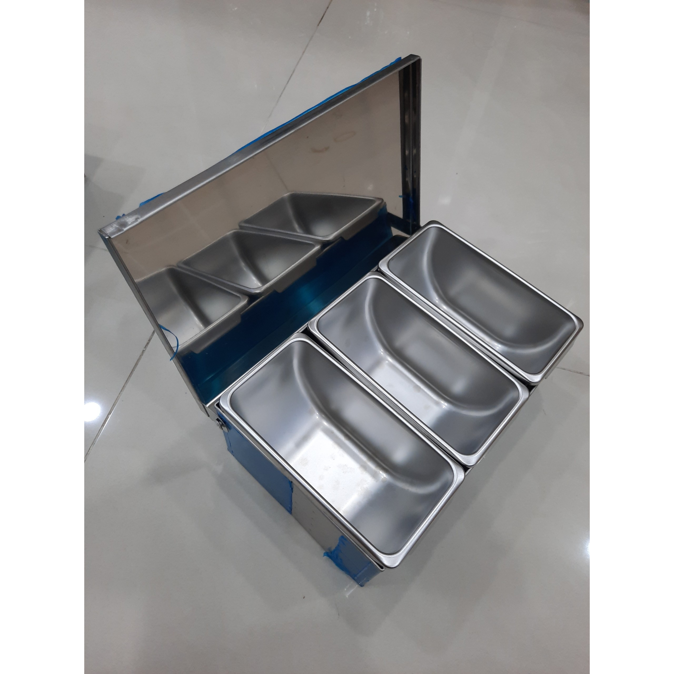 Hộp Đựng Gia Vị Dài Inox Cao Cấp Tặng 1 Nhíp Nhổ Lông Gà / Vịt