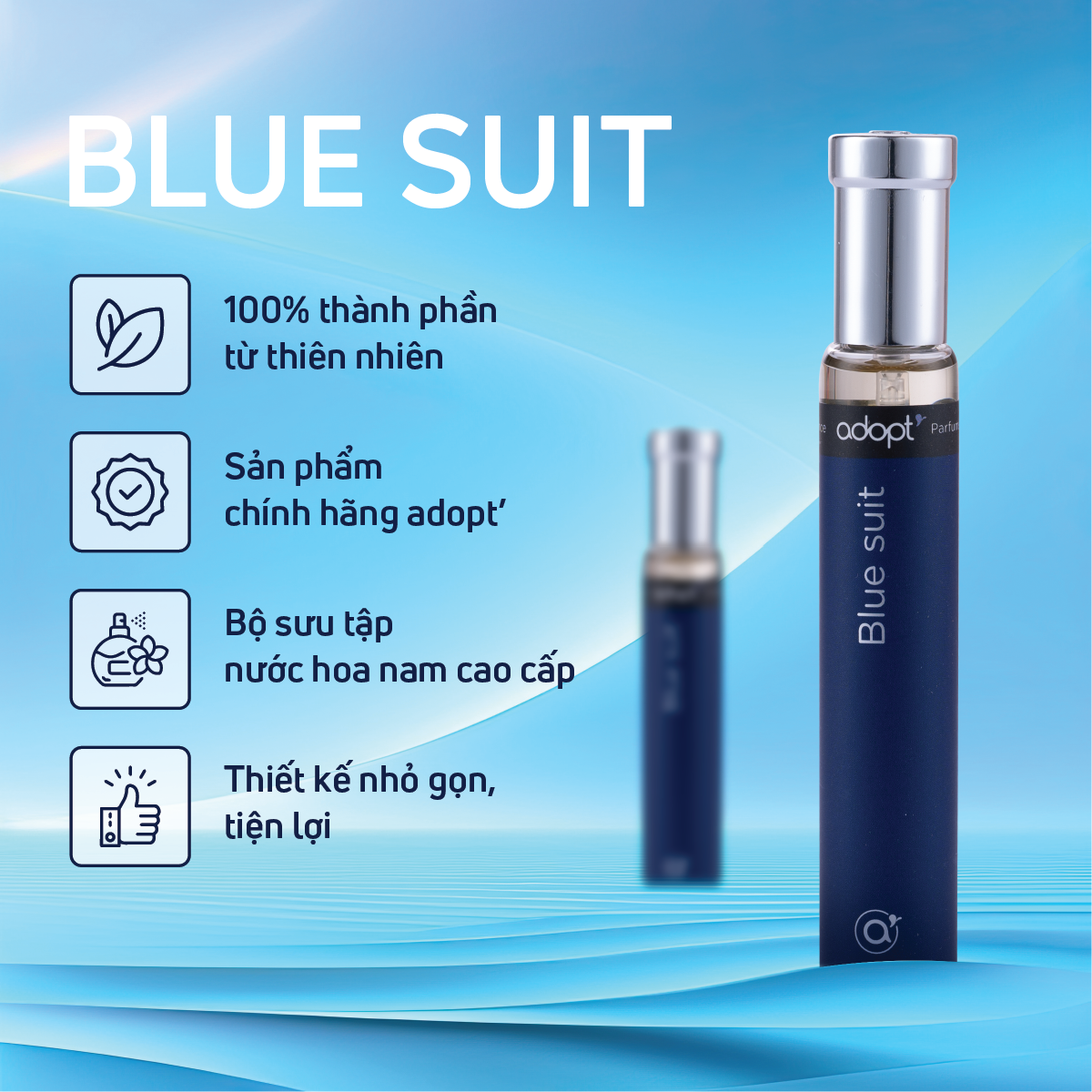 Nước hoa blue suit, nước hoa nam adopt hương thơm sang trọng mạnh mẽ dung tích 30ml