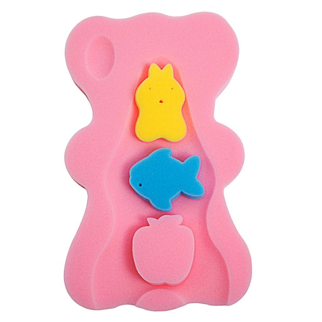 2pcs Cute Bath Sponge Infant Bath Cushion Comfy And Skid Proof Bathing Mat