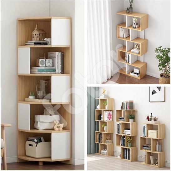KỆ GỖ CHỮ S - KỆ GÓC NGŨ GIÁC 2 MÀU