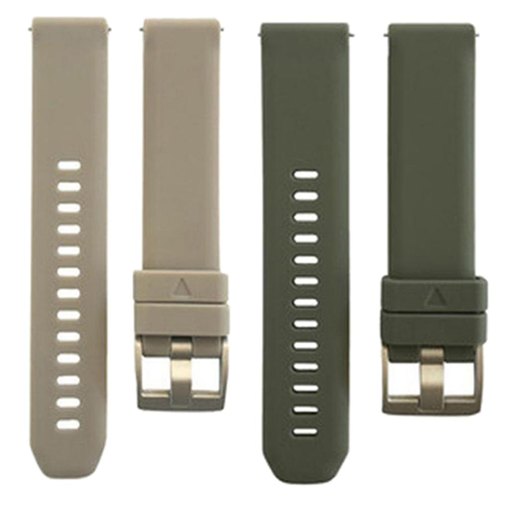 2Pcs Women Men Soft Silicone Rubber Watch Bands Repalcement Quick Release Strap 20mm, Army Green+Gray