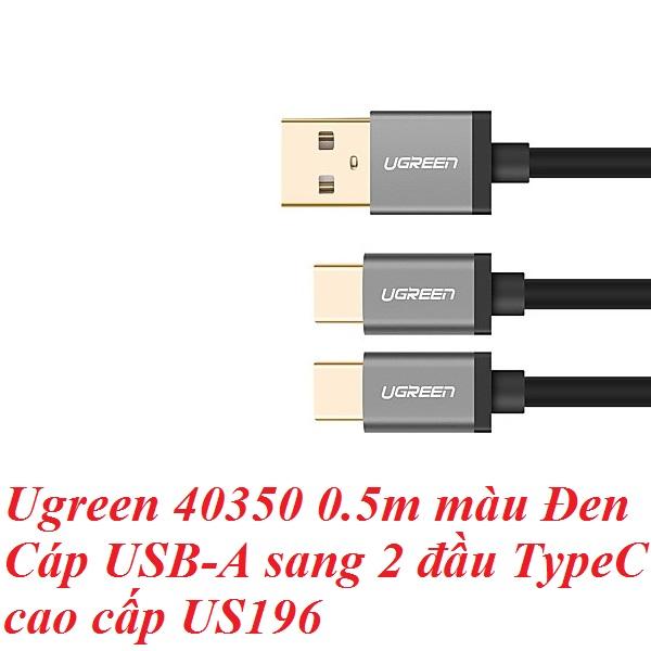 Ugreen UG40350US196TK 0.5m màu Đen Cáp USB-A sang 2 đầu TypeC cao cấp - HÀNG CHÍNH HÃNG