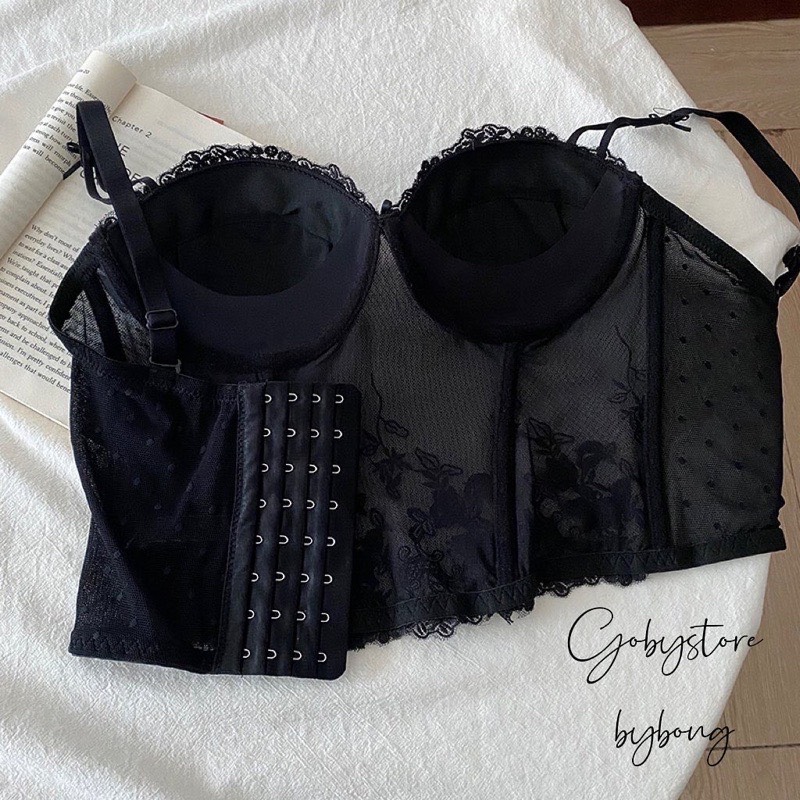 Áo lót bra corset có xương định hình- Áo ren hoa ngực phù hợp với mọi bầu ngực hàng Cao Cấp, có mút tháo dời
