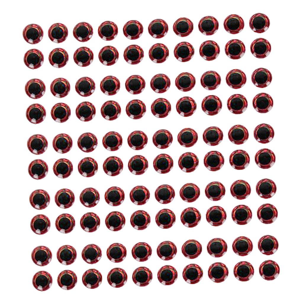 100pcs 6mm Fishing Lure Eyes 3D Holographic Eye Fly Tying Jigs Crafts Red