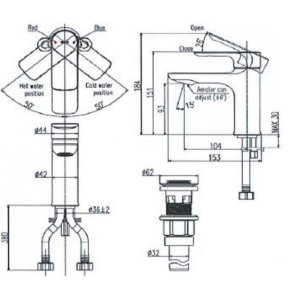 Vòi Chậu rửa, Lavabo Inax LFV-612S ,·Nóng Lạnh bảo hàng theo hãng 2 năm