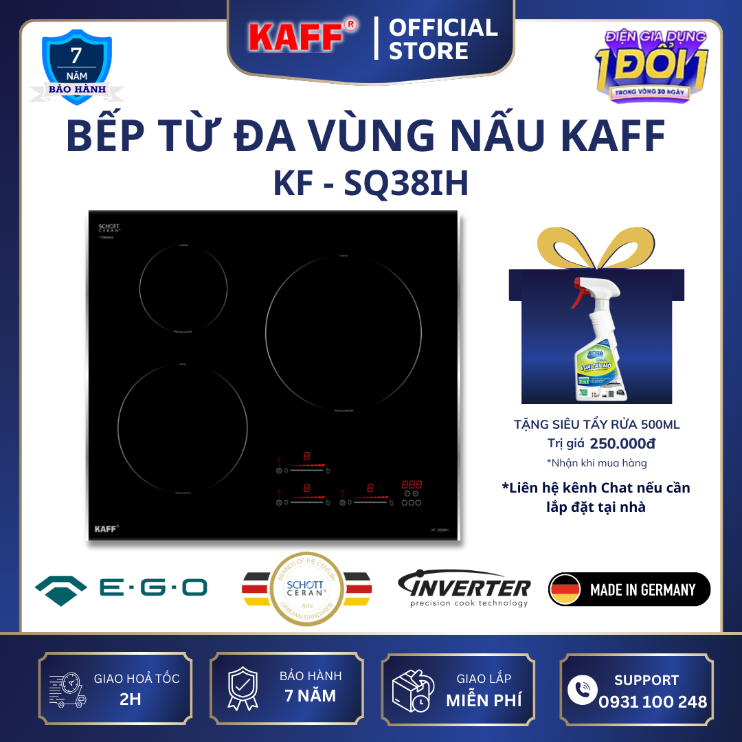 Bếp âm đa từ 3 vùng nấu nhập khẩu Germany KAFF KF-SQ38IH -HÀNG CHÍNH HÃNG