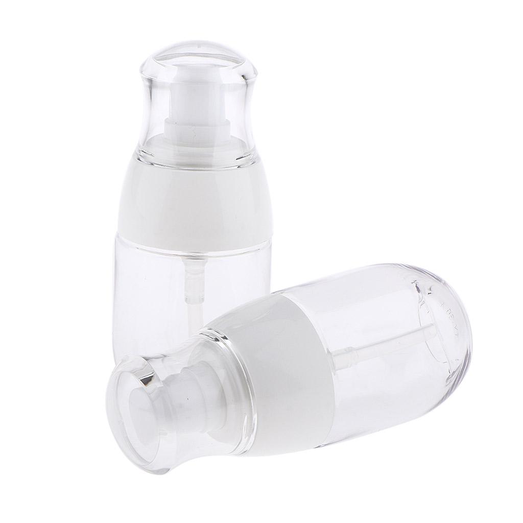 2Pcs Refillable Empty Cream Shampoo Lotion Pump Bottles with Cap 30ml
