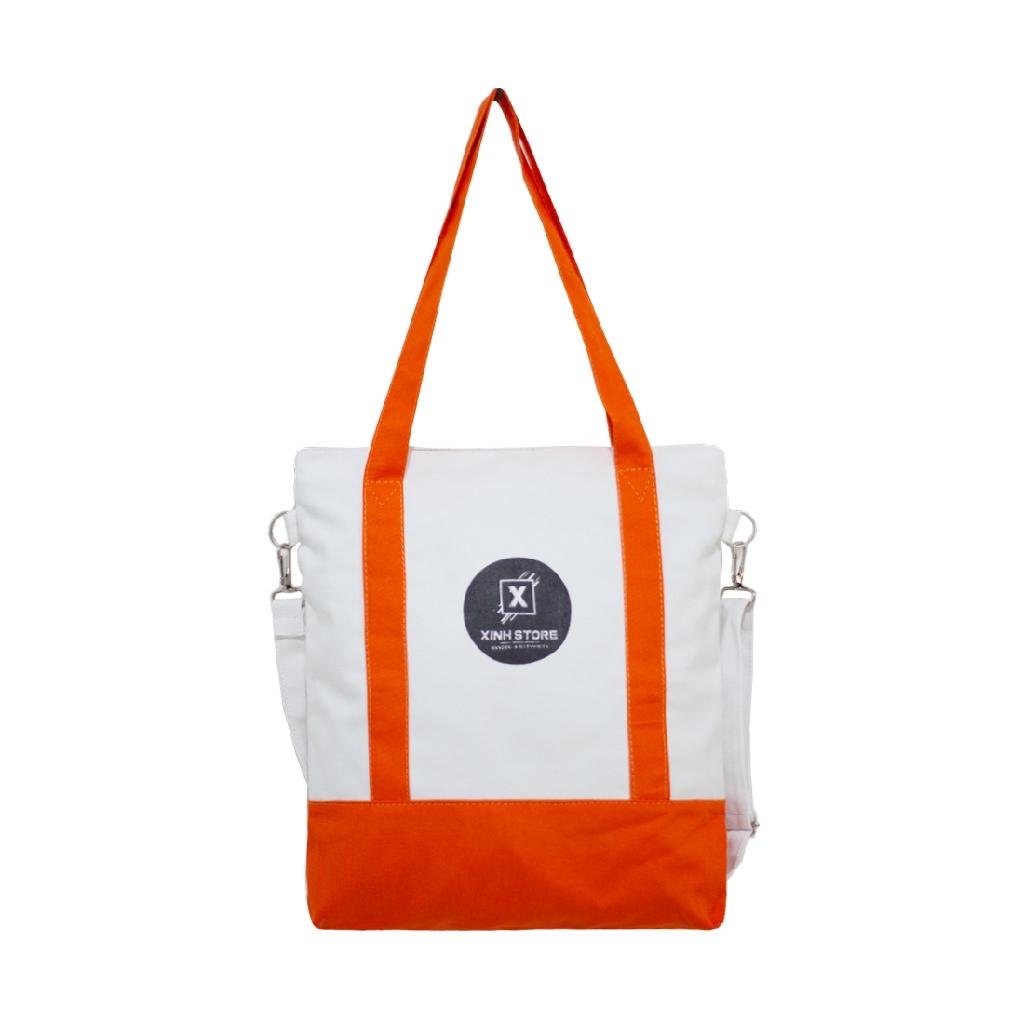 Túi vải tote nam nữ Unisex chất Canvas Đeo Chéo XinhStore Dây Phối Cao Cấp