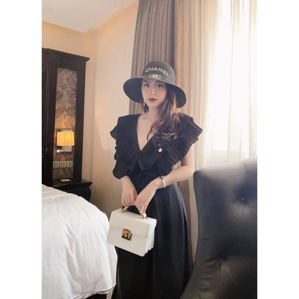 Đầm maxi đi biển thiết kế cổ V dập ly sang trọng bigsize váy đầm nữ đẹp đi biển giá rẻ