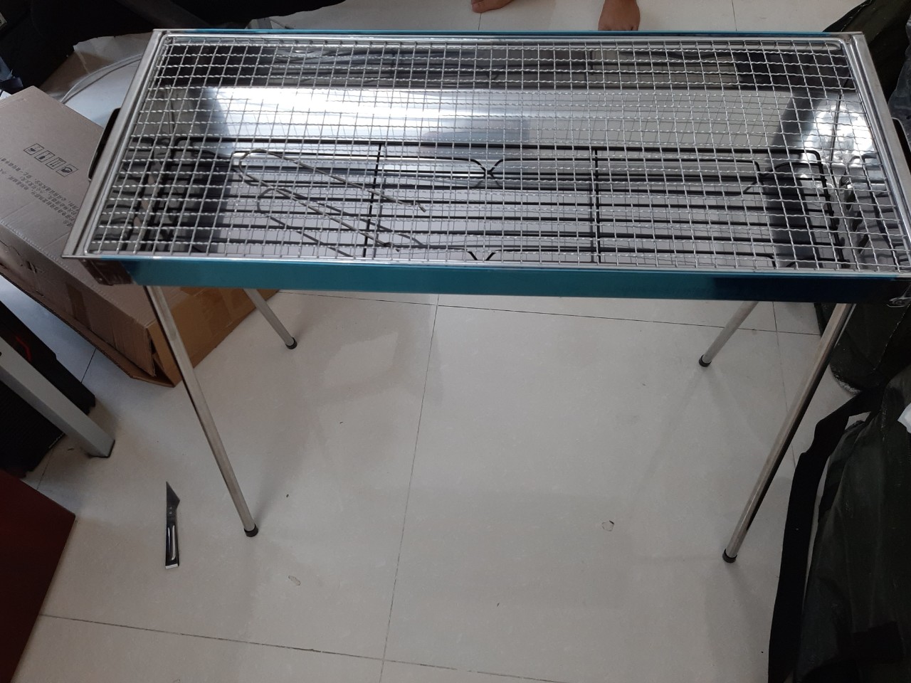 BẾP NƯỚNG THAN HOA INOX CHÂN CAO NGOÀI TRỜI - BUCOOK